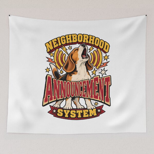 Item preview, Neighborhood Announcement System Loud Beagle Retro Dog Shirt designed and sold by Tong4130.