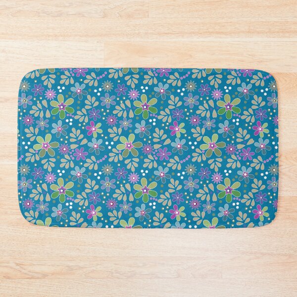 Item preview, Floral pattern retro blue rustic designed and sold by fuzzyfox.