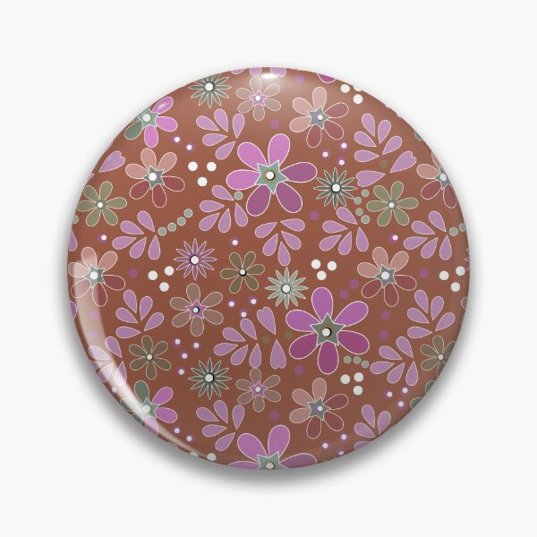 Item preview, Floral pattern retro brown rustic sixties designed and sold by fuzzyfox.