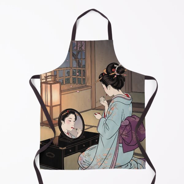 Item preview, Geisha Applying Makeup by Mirror Cherry Blossoms designed and sold by TokyoUkiyoHouse.