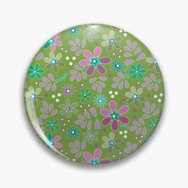 Item preview, Floral pattern retro green rustic sixties designed and sold by fuzzyfox.