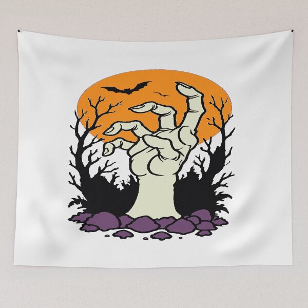 Item preview, Zombie Hand Rising Moon Bat Halloween Horror designed and sold by Custom Crest.
