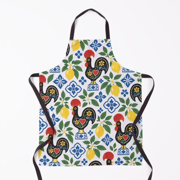 Item preview, Portuguese Rooster Barcelos Seamless Pattern | Galo de Barcelos Folk Art with Azulejo Tiles designed and sold by StickyGuys.