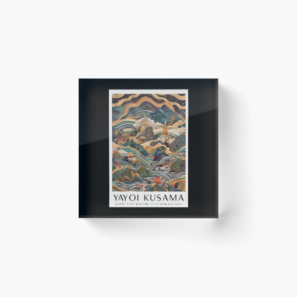 Item preview, Inspired by Yayoi Kusama Buddha Landscape Poster, Colorful Japanese Mountain Temple Art Print, Musee d'Art Moderne Wall Decor designed and sold by MorningJoco.