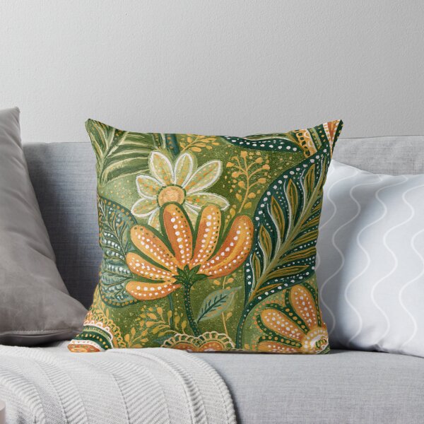 Item preview, Retro Orange Zen - Floral and Olive Green designed and sold by scicilysimonee.