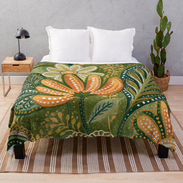 Item preview, Retro Orange Zen - Floral and Olive Green designed and sold by scicilysimonee.