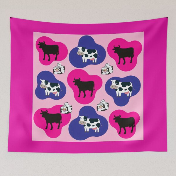 Item preview, Cows with a pink and blue print designed and sold by Azurart2.