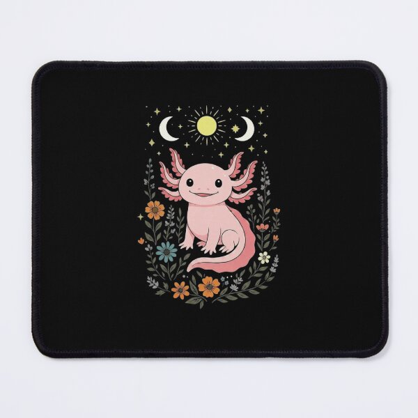Item preview, Celestial Axolotl with Moon Phases and Floral Wreath designed and sold by MiALopezArt.