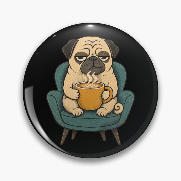 Item preview, Sleepy Pug With Coffee – Retro Cozy Pug Lover designed and sold by Graphic Vibe Designs.