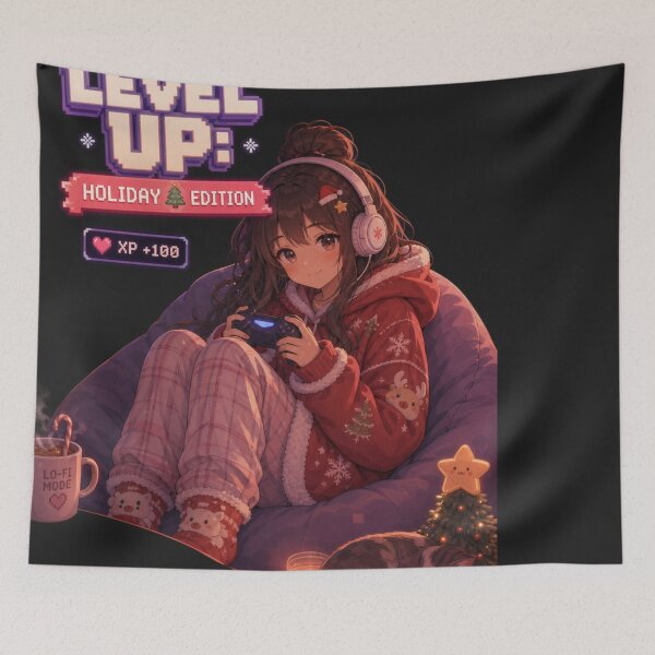 Item preview, Lofi Fi Anime Girl Christmas - Level Up designed and sold by AsotenDesigns.