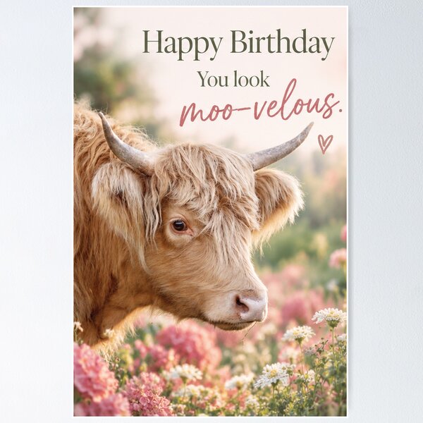 Item preview, Happy Birthday - Highland Cow designed and sold by Animal House Store.
