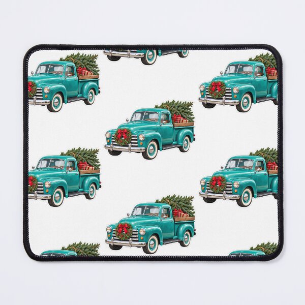 Item preview, Vintage Teal Christmas Truck PNG Clipart with Tree, Gifts and Wreath designed and sold by AnnavelleStudio.