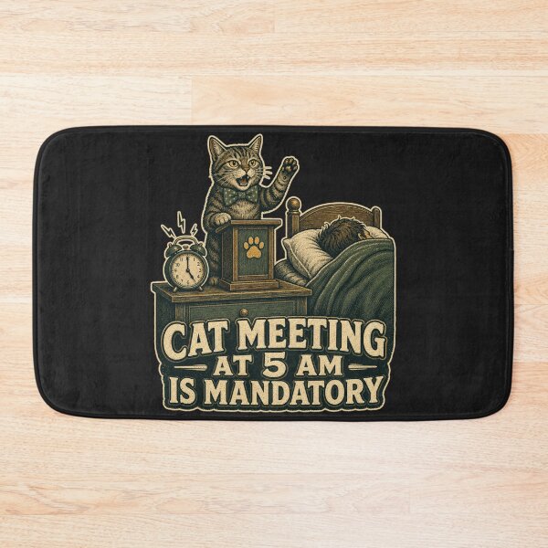 Item preview, Cat Meeting At 5 AM Is Mandatory Shirt, Funny Cat Owner T-Shirt, Early Morning Cat Humor Tee, Cat Mom Gift Shirt, Vintage Cat Graphic designed and sold by TshirtsLabs.