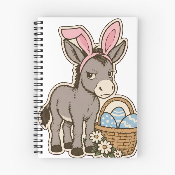 Item preview, Pegatina de burro de Pascua | Burro divertido con orejas de conejo y cesta de huevos troquelada designed and sold by StickyGuys.
