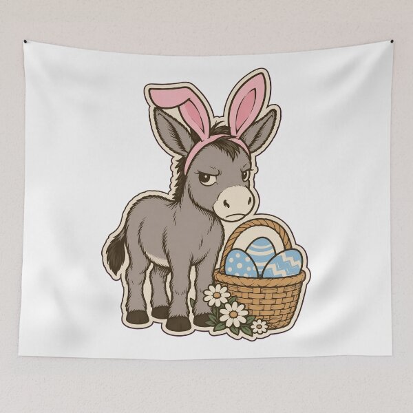 Item preview, Easter Donkey Sticker | Funny Donkey Wearing Bunny Ears with Egg Basket Die Cut designed and sold by StickyGuys.
