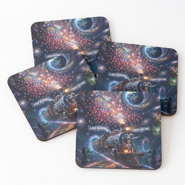 Item preview, Happy New Year 2027 Cosmic Train & Astronaut Space Art | Pop Surrealism designed and sold by Rain-Road.