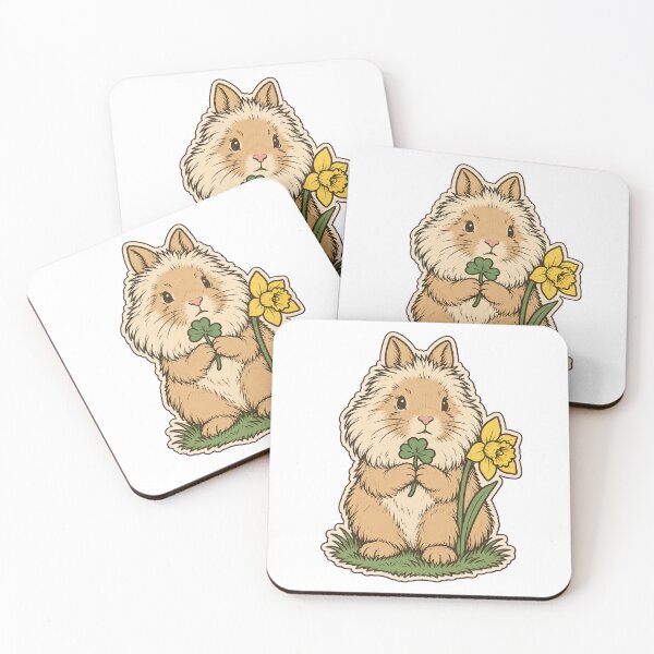 Item preview, Lionhead Rabbit Sticker | Fluffy Mane Bunny with Clover and Daffodil Die Cut designed and sold by StickyGuys.