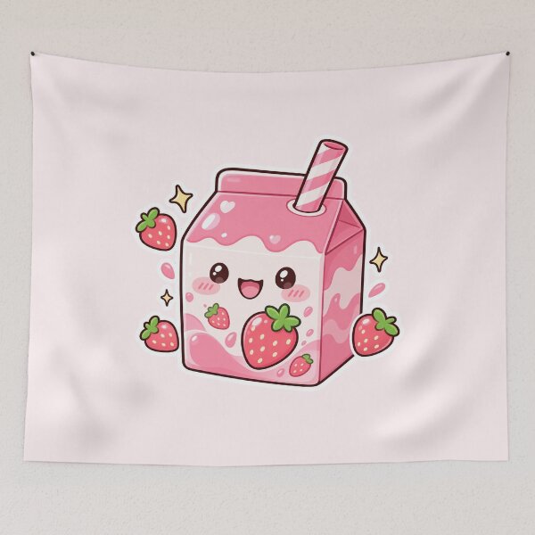 Item preview, Kawaii Strawberry Milk Carton Cute Pink Drink designed and sold by Small Kine Prints.