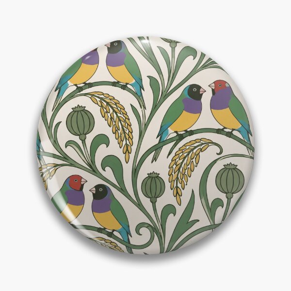 Item preview, Gouldian Finch Art Nouveau Seamless Pattern | Rainbow Australian Finches Bird Print designed and sold by StickyGuys.