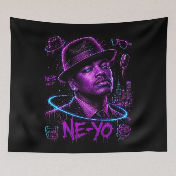 Item preview, Ne-Yo Fedora Neon Portrait designed and sold by JMS-Artvintage.