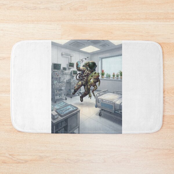 Item preview, Tired Astronaut Carrying a Relaxed Frog in Zero Gravity | Pop Surrealism Art designed and sold by Rain-Road.