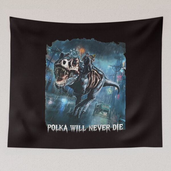 Item preview, Skeletal T-Rex Rider in Rainy Urban Night designed and sold by CuteartBySakura.