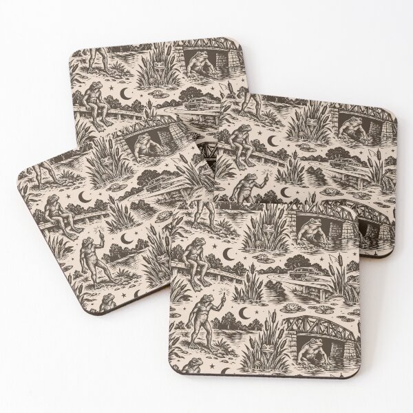 Item preview, Loveland Frogman Woodcut Seamless Pattern | Ohio Cryptid Frog Vintage Woodcut Print designed and sold by StickyGuys.