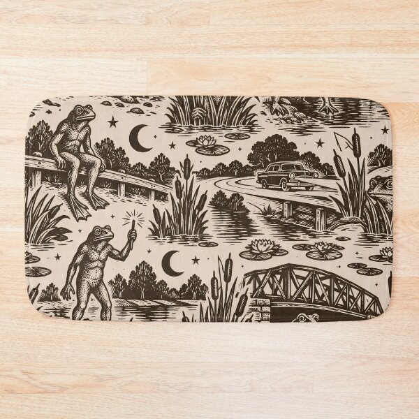 Item preview, Loveland Frogman Woodcut Seamless Pattern | Ohio Cryptid Frog Vintage Woodcut Print designed and sold by StickyGuys.