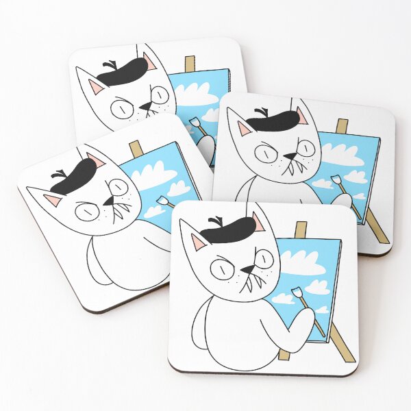 Item preview, MEAN CAT painter - white designed and sold by motherbrainart.