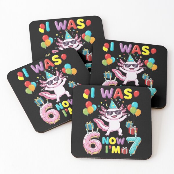 Item preview, I Was 6 Now I’m 7 Funny Axolotl Seventh Birthday Design designed and sold by MiALopezArt.