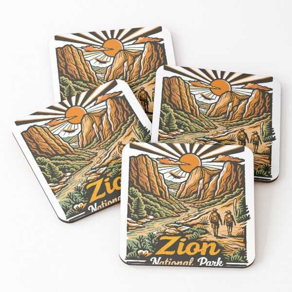 Item preview, Zion National Park Hiking Poster designed and sold by Matinez Pink.