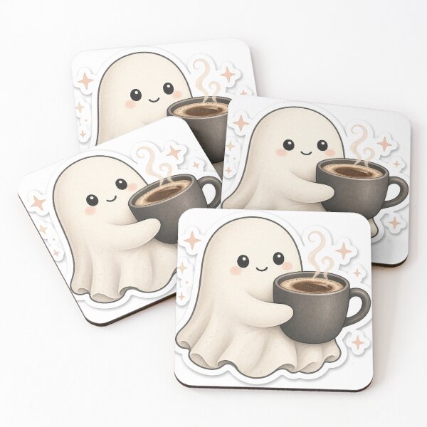 Item preview, Cute Ghost Holding Coffee designed and sold by Northroom Studio.