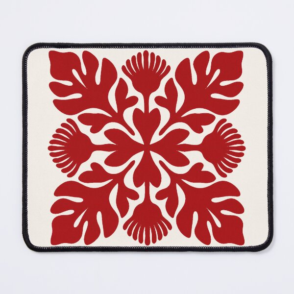 Item preview, Red Hawaiian Quilt Pattern Breadfruit and Lehua designed and sold by Small Kine Prints.
