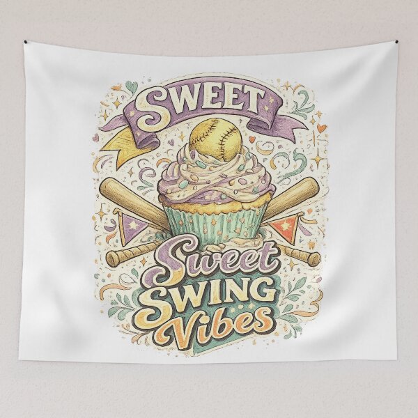 Item preview, Sweet Swing Vibes Cute Softball Cupcake Sports Player Retro Design designed and sold by inkoutninja.
