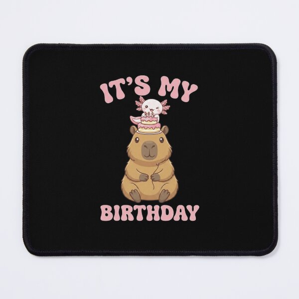 Item preview, It’s My Birthday Cute Capybara and Axolotl Party Design designed and sold by MiALopezArt.