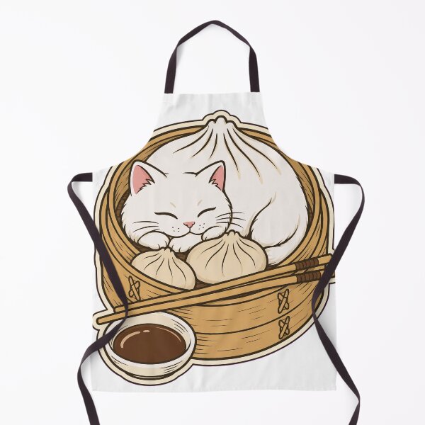 Item preview, Dumpling Cat Sticker | Cute Cat Asleep in a Bamboo Steamer Dim Sum Die Cut designed and sold by StickyGuys.