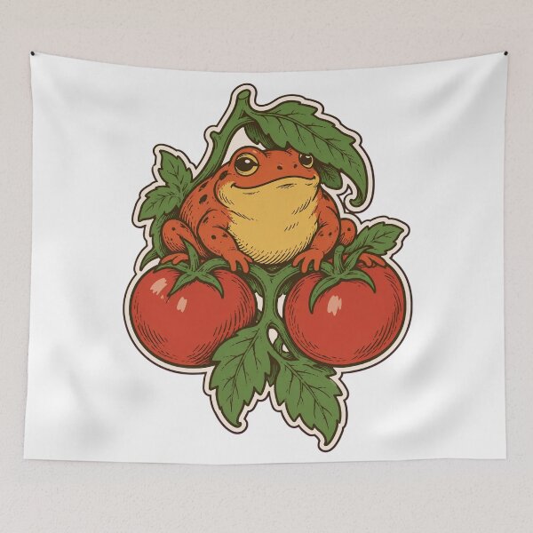 Item preview, Tomato Frog Sticker | Funny Round Red Frog on a Tomato Vine Die Cut designed and sold by StickyGuys.