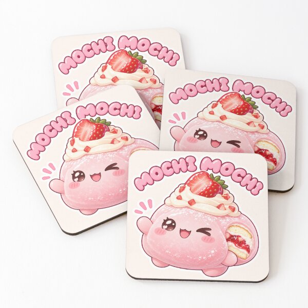 Item preview, Mochi Mochi Cute Strawberry Shortcake Mochi with Whipped Cream designed and sold by Small Kine Prints.