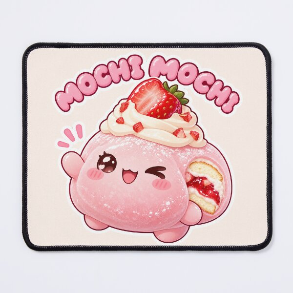 Item preview, Mochi Mochi Cute Strawberry Shortcake Mochi with Whipped Cream designed and sold by Small Kine Prints.
