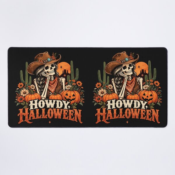 Item preview, Howdy Halloween Skeleton Cowgirl – Vintage Western Pumpkin Halloween Design designed and sold by Sanika arts .