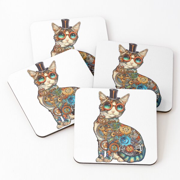 Item preview, Steampunk Mechanical Cat With Goggles And Top Hat  designed and sold by DEC02.