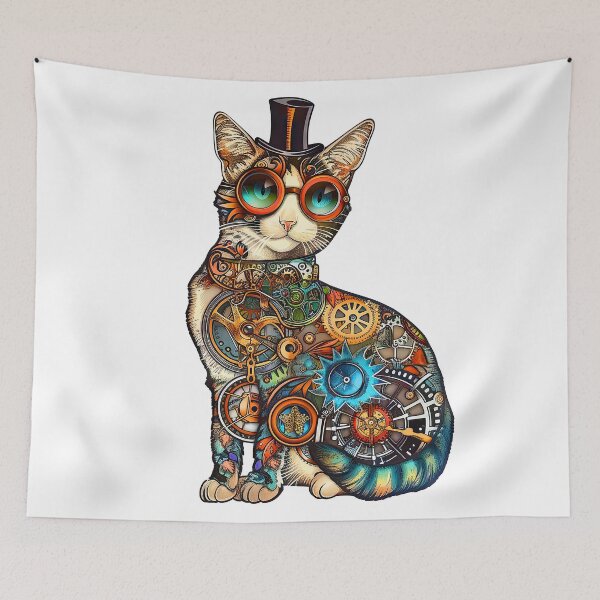 Item preview, Steampunk Mechanical Cat With Goggles And Top Hat  designed and sold by DEC02.
