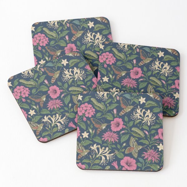 Item preview, Patrón sin costuras de jardín nocturno de polillas colibrí | Madreselva de polilla esfinge botánica victoriana designed and sold by StickyGuys.