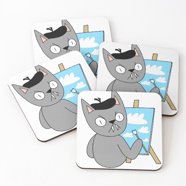 Item preview, MEAN CAT painter - gray designed and sold by motherbrainart.