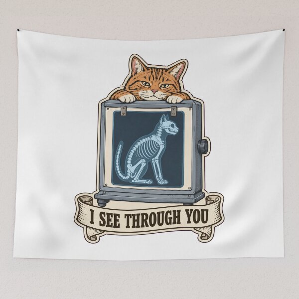 Item preview, Radiology Puns I See Through You | Funny Rad Tech X Ray Cat Skeleton designed and sold by StickyGuys.