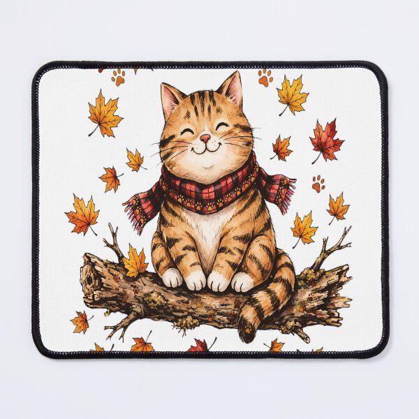 Item preview, Cozy Autumn Cat in Plaid Scarf Illustration designed and sold by Mindful56.