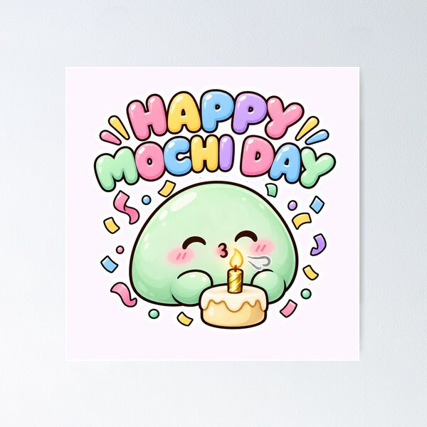 Item preview, Happy Mochi Day Cute Kawaii Birthday Mochi designed and sold by peachycrossing.
