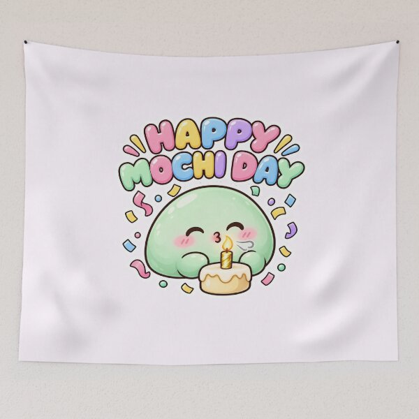 Item preview, Happy Mochi Day Cute Kawaii Birthday Mochi designed and sold by Small Kine Prints.
