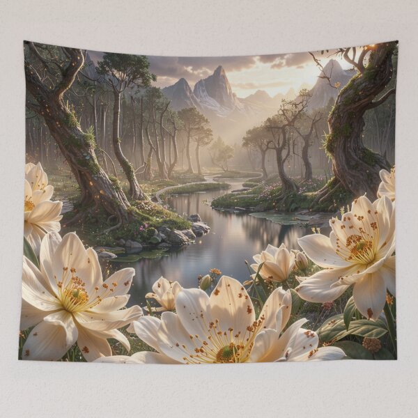 Item preview, River of Enchantment - Mystic Forest Floral Fantasy Art designed and sold by nhk999.