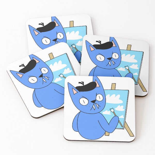 Item preview, MEAN CAT painter - blue designed and sold by motherbrainart.